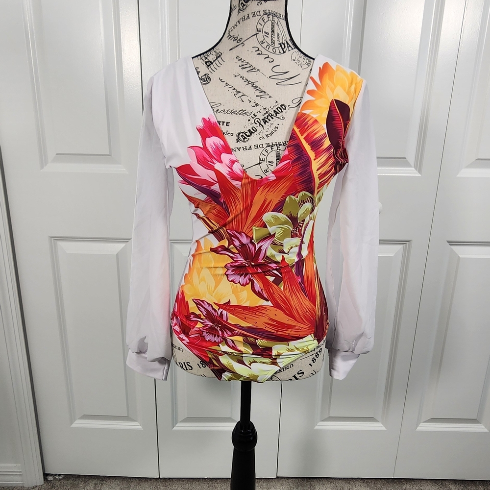 Colorful Floral V-Neck Bodysuit